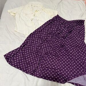 Skirt and cropped lace shirt